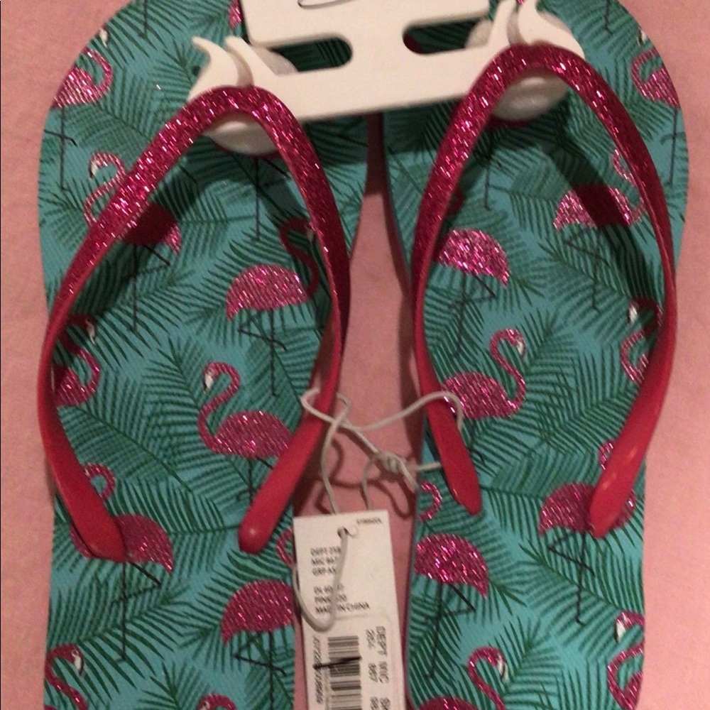 New Anna & Ava pink/teal flip flops size 9
